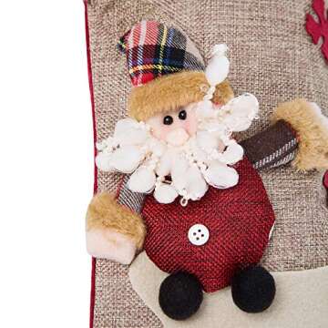 Sunnyglade 3PCS 17.5" Christmas Stocking Classic Large Stockings Santa, Snowman, Reindeer Xmas Chara...