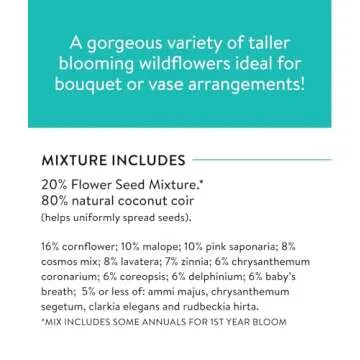 Burpee Wildflower Seeds Cutting Mix | 25,000 Bulk Seeds, Multi, 1 Bag | 15 Varieties of Non-GMO Flower Seeds | Perennial Wildflower Seeds Pollinator Mix | Covers 1,000 Sq. Ft.