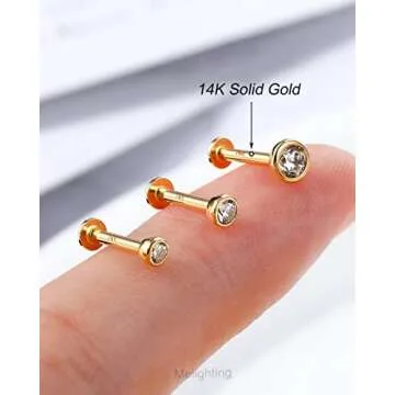 Elegant Melighting 14K Solid Gold Flat Back Earrings - Stylish & Hypoallergenic Jewelry for Women