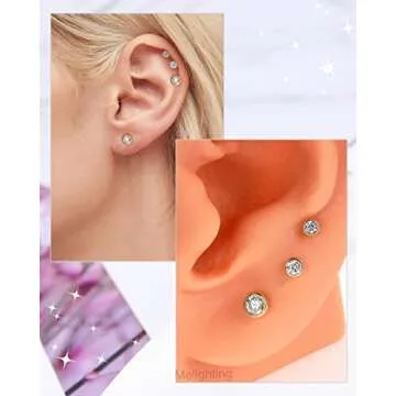 Melighting 14K Solid Gold Flat Back Earrings for Women
