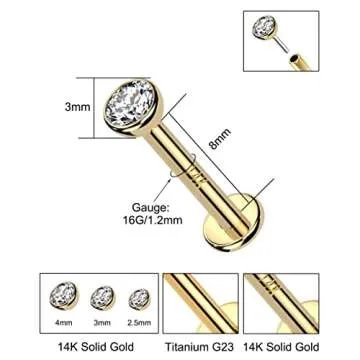 Melighting 14K Solid Gold Flat Back Earrings for Women