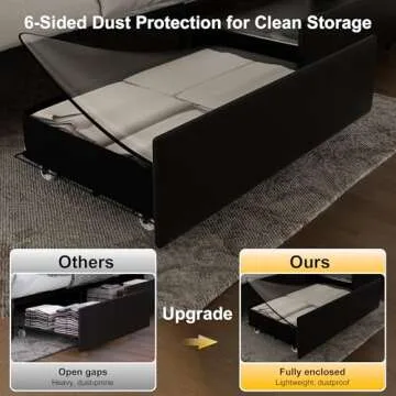 Full Led Bed Frame with 4 Storage Drawers, with Smart Control RGBW LED Lights Headboard Footboard, Control DIY Color, Box Spring Optional, PU Black