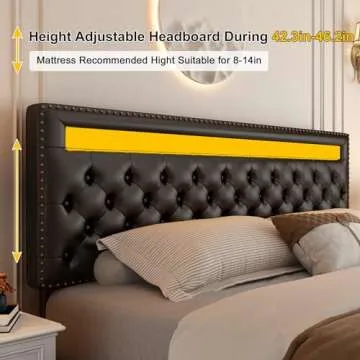 Full Led Bed Frame with 4 Storage Drawers, with Smart Control RGBW LED Lights Headboard Footboard, Control DIY Color, Box Spring Optional, PU Black