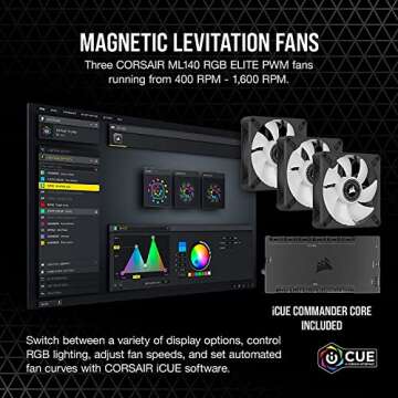 CORSAIR iCUE H170i ELITE LCD Display Liquid CPU Cooler-Custom IPS LCD Screen-48 Dynamic RGB LEDs-140mm Fans -420mm Radiator-COMMANDER CORE Smart Lighting Controller