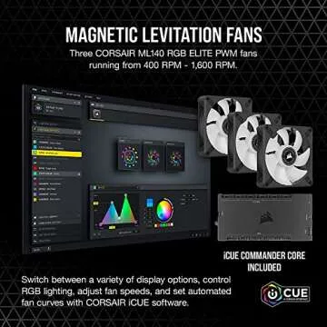 CORSAIR iCUE H170i ELITE LCD Display Liquid CPU Cooler-Custom IPS LCD Screen-48 Dynamic RGB LEDs-140mm Fans -420mm Radiator-COMMANDER CORE Smart Lighting Controller