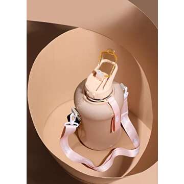 H2O Capsule 2.2L Half Gallon Water Bottle with Storage Sleeve and Covered Straw Lid – BPA Free Large Reusable Drink Container with Handle - Big Sports Jug, 2.2 Liter (74 Ounce), Sandy Beige