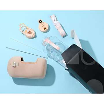 H2O Capsule 2.2L Half Gallon Water Bottle with Storage Sleeve and Covered Straw Lid – BPA Free Large Reusable Drink Container with Handle - Big Sports Jug, 2.2 Liter (74 Ounce), Sandy Beige