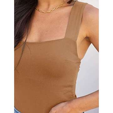 Stylish REORIA Women's Sexy Square Neck Bodysuit