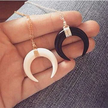 JczR.Y Ox Horn Crescent Moon Necklace for Women