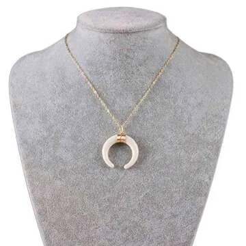 JczR.Y Ox Horn Crescent Moon Necklace for Women