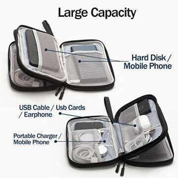 Migeec Cord Organizer Electronics Travel Organizer Case Cable Organizer Storage Bag Travel Essentials Pouch Cable Management Bag