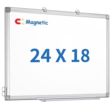 White Board Dry Erase, 24 x 18 inch Magnetic Dry Erase Board Whiteboard for Wall, Aluminum Frame Han...