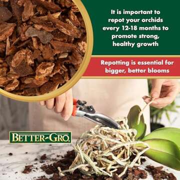 Better-Gro Orchid Bark - Premium Grade Orchid Potting Medium for Potting, Repotting, Root Development, and Water Retention, Ideal for Phalaenopsis, Epiphytic Orchids, and Tropical Plants - 4 Quarts
