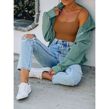 REORIA Women's Summer Sexy Sleeveless Adjustable Spaghetti Strap Cami Camisole Basic Fitted Seamless Yoga Cropped Tank Cute Crop Tops Brown 2X-Large