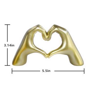 loveparadise Gold Decor,Heart Hands Sculpture for Living Room Decor,Love Finger Modern Statue for Boho Wedding Decorations,Sculptures Home Decor for Shelves
