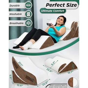 Lunix Orthopedic Bed Wedge Pillow Set for Pain Relief