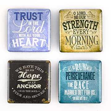 Christian Art Gifts Inspirational Refrigerator Scripture Magnet Set with Bible Verse: Finishing Stro...