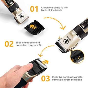 Power Display Dog Clippers Cordless Dog Grooming Kit Professional Horse Clippers Detachable Blade wi...