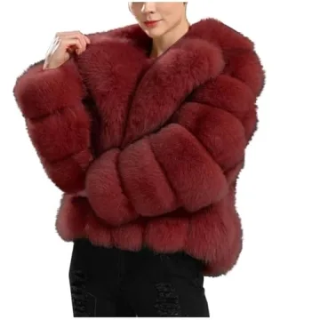 Elegant Plus Size Faux Fur Crop Jacket for Women - Stylish Winter Outerwear