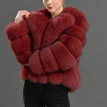 Trendy Plus Size Faux Fur Crop Jacket for Women