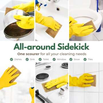 AIRNEX Plant Based Kitchen Scouring Pads - Pack of 24 Coconut Husk Non Abrasive Scrubbing Pads - Multipurpose Scrubbies for Dishes - Heavy Duty Dishes, Pan and Pot Scrubbers for Kitchen Non Scratch