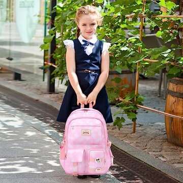 SCIONE School Backpacks for Girls - 15.6 Inch Large Mermaid Laptop Backpacks Anti Theft Primary Middle College Bookbags for Teens Girls Women Students