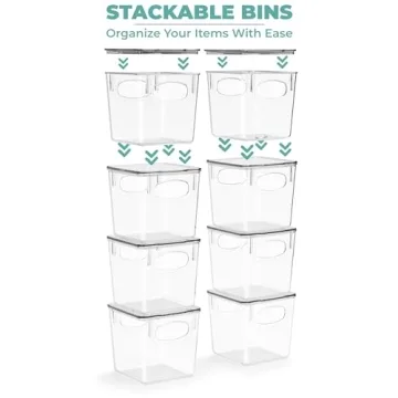 Sorbus Small Clear Plastic Storage Bins with Lids for Home Use
