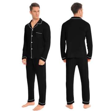 SWOMOG Couples Christmas Pajamas Set Women & Men Long Sleeve Pj Set Party Holiday Sleepwear Button-Down Loungewear Set Women Black Small