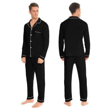 SWOMOG Couples Christmas Pajamas Set Women & Men Long Sleeve Pj Set Party Holiday Sleepwear Button-Down Loungewear Set Women Black Small