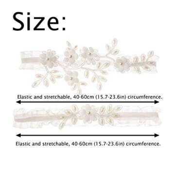 Campsis Pearl Bridal Garter Set White Flower Bride Wedding Garters Belt Handmade Leaf Strecth Prom f...