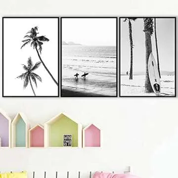 VLOLIFE Coastal Surfing Landscape Canvas Prints Unframed