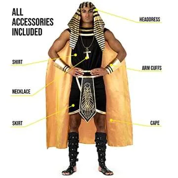 Morph Egyptian Pharaoh Costume - Adult Pharaoh Halloween Costume - Men's Egyptian King Costume - Size L