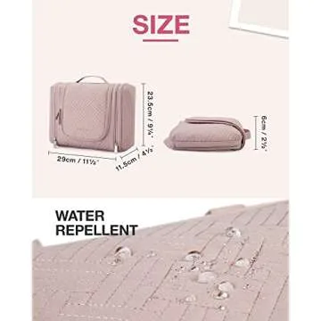 BAGSMART Travel Toiletry Bag for Women, Hanging Toiletry Bag with Hook, Travel Cosmetic Makeup Bag Travel Organizer for Accessories, Shampoo, Full Sized Container, Toiletries,Pink-Medium