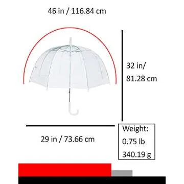 Sara Rain (6 Pack) 46" Adult Clear Bubble Umbrella Auto Open Fashion Dome Shaped European Hook Handl...