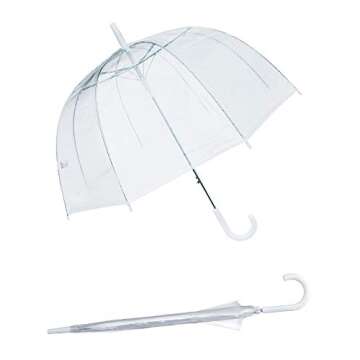 Sara Rain (6 Pack) 46" Adult Clear Bubble Umbrella Auto Open Fashion Dome Shaped European Hook Handle