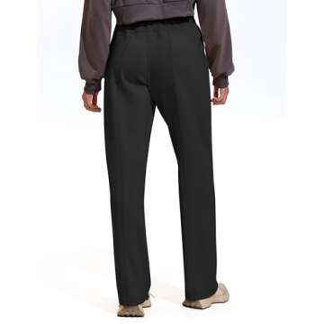 PINSPARK Wide Leg Sweatpants for Women Soft Straight Yoga Pants High Waist Jogging Pants with Pockets Black L