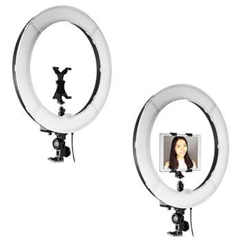 Neewer Camera Photo/Video LED Ring Light 18 inches/48 Centimeters Outer, 55W 240 Pieces LED, 5500K Dimmable with Plastic Color Filters, iPad Clip and Universal Adapter with US/EU Plug