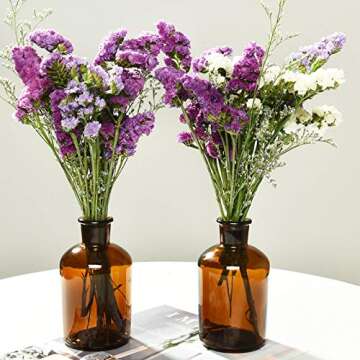 Rocinha 6 Pieces Amber Glass Vases Small Glass Bud Vase Apothecary Jars Decorative Amber Bottles Flo...