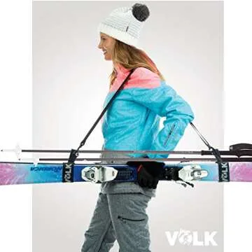Volk Ski Strap and Pole Carrier - 2 Sets per Pack - Skiing Accessory for Easy Transportation of Your Ski Gear - Feel Comfortable Walking to and From the Mountain - Adjustable Size