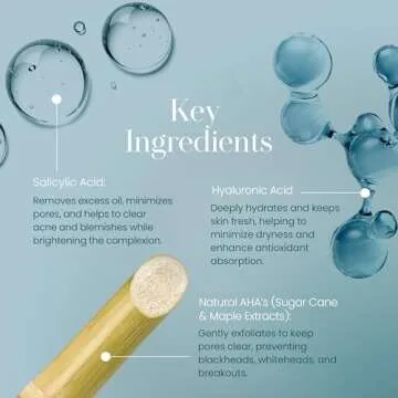 Hylunia Skincare Salicylic Facial Cleansing Gel – Deep Pore Cleanser for Oily & Acne-Prone Skin, Exfoliates, Minimizes Blackheads & Breakouts, Hydrates, Brightens Complexion, 5.1 fl. oz.