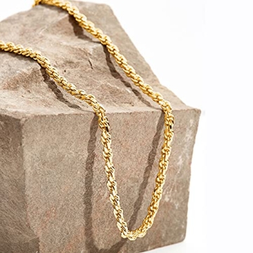 PAVOI 14K Gold Plated Rope Chain Necklace - Perfect Gift