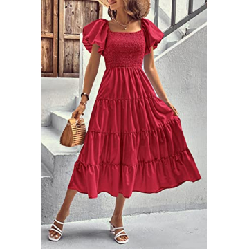 PRETTYGARDEN Short Sleeve Summer Midi Dress - Flattering Fit & Style