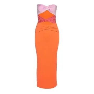 HeyHeyShine Vibrant Strapless Midi Dress for Summer Fun