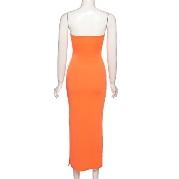 HeyHeyShine Vibrant Strapless Midi Dress for Summer Fun
