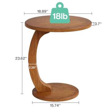 Tribesigns C-Shaped End Table Set of 2, Wooden Round Side Sofa Table, Couch Side Table, Mid-Century ...