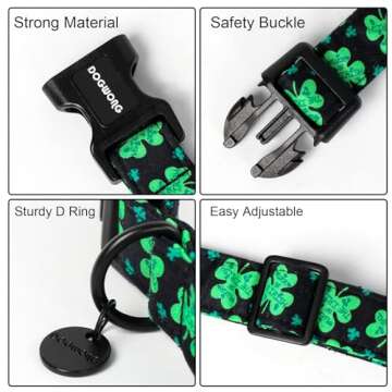 DOGWONG St. Patrick's Day Dog Collar for All Sizes