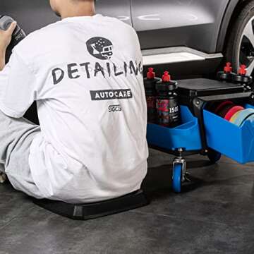 SGCB Automotive Mobile Rolling Mechanics Stool - Heavy Duty Roller Creeper Seat Soft Rubber Cushion Brake Wheels Storage Drawers Tray Roller Seat for Home DIY Garage Car Detail, 330lb Load Bear