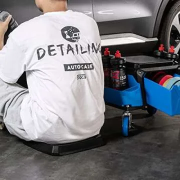 SGCB Automotive Mobile Rolling Mechanics Stool - Heavy Duty Roller Creeper Seat Soft Rubber Cushion Brake Wheels Storage Drawers Tray Roller Seat for Home DIY Garage Car Detail, 330lb Load Bear