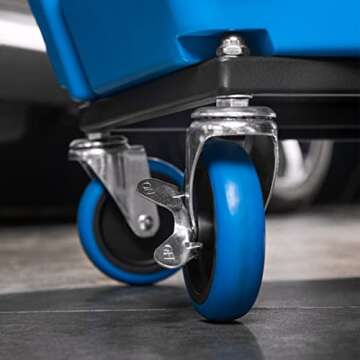 SGCB Automotive Mobile Rolling Mechanics Stool - Heavy Duty Roller Creeper Seat Soft Rubber Cushion Brake Wheels Storage Drawers Tray Roller Seat for Home DIY Garage Car Detail, 330lb Load Bear