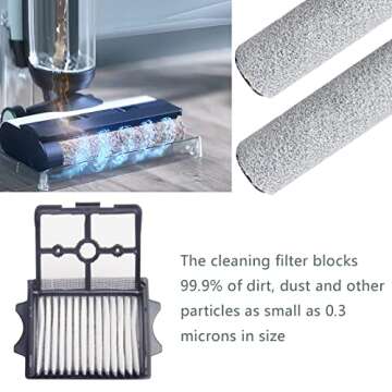 Bluearks【Only S5 Combo】Replacement Parts for TINECO Floor ONE S5 COMBO Cordless Stick Wet Dry Vacuum Cleaner, 2 Pack Brush Rollers and 2 Pack Vacuum HEPA Filters for Tineco Cleaning Solution Refill